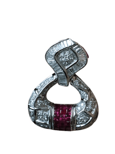 Boucles d'oreilles Boucles d'oreilles Art Déco Diamants Rubis or blanc 58 Facettes 170