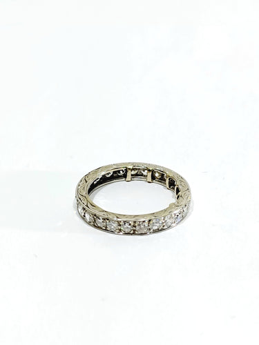 Bague 48 Alliance tour damants or blanc 58 Facettes