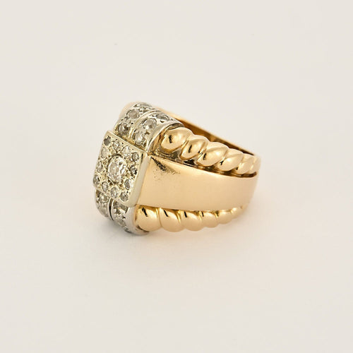 Bague 46 Bague en or jaune, blanc et diamants 58 Facettes CAN1263