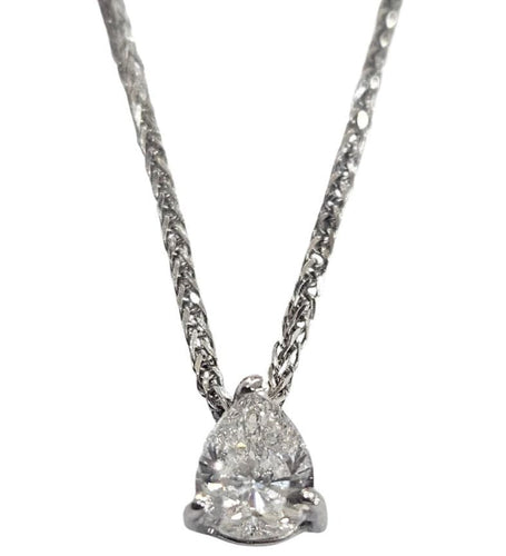 Collier Pendentif et collier diamant poire 0,75 ct en or blanc 18k 58 Facettes Q387B