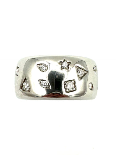 Bague 55 POMELLATO. Collection "Iconica", bague or blanc et diamants 58 Facettes