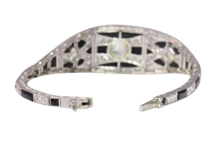 Bracelet Graphic Grace – Bracelet Art déco vintage en diamants et onyx, vers 1920 58 Facettes 24323-0290