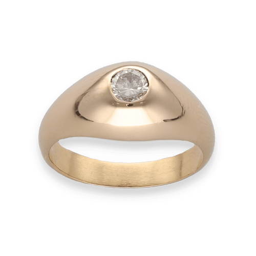 Bague 54 Bague Jonc Anglais en or jaune 18 Cts avec diamant brillant 0,25 ct G-VS - Taille 54 58 Facettes FB09951