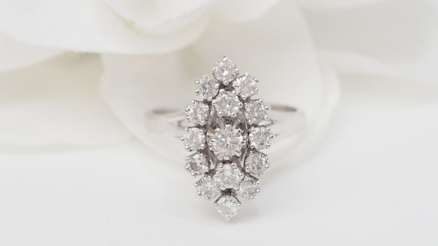 Bague 54 Bague marquise Or blanc Diamants 58 Facettes 32600