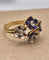 Bague 54 Bague vintage en or jaune et émail, motif bouquet de fleurs 58 Facettes