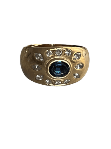 Bague 56.5 Bague Jonc Or Jaune Saphir Diamants 58 Facettes LOT 6164