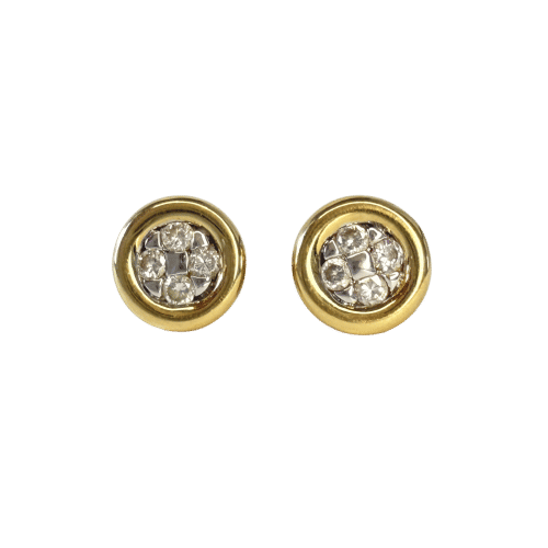 Clous d’oreilles or jaune et diamants