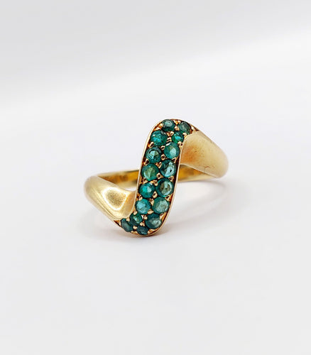 Bague 49 Bague jonc vintage or pavé d'émeraude et monture à enroulement 58 Facettes A04057