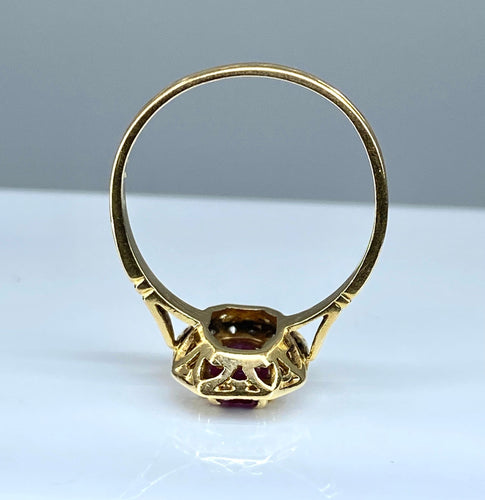 Bague 55 Bague or jaune rubis et diamants 58 Facettes AB335