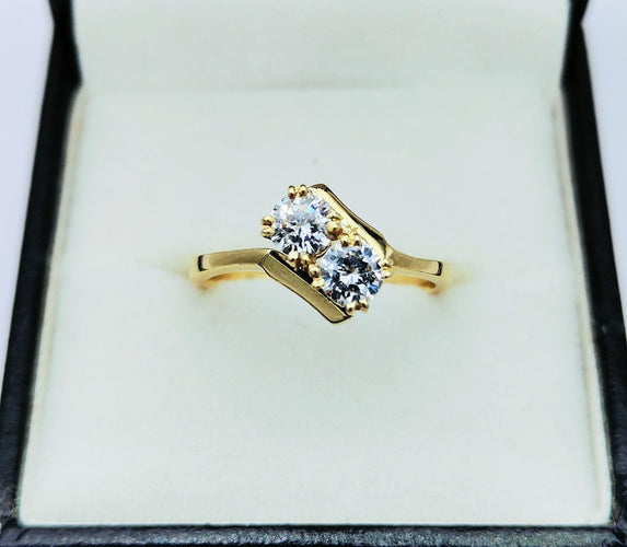 Bague 53.5 Bague vous et moi vintage ornée de diamants 58 Facettes