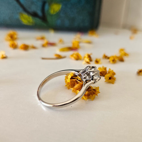 Bague 54 Solitaire Vintage Or gris Diamant 0.40 ct 58 Facettes 7053