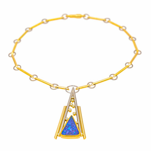 Collier Collier Or jaune, Or blanc Diamant, Opale 58 Facettes 578091CD