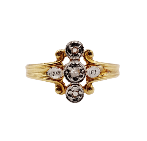 Bague 49 Bague marquise antique en or 18k et diamants taille rose (circa 1900) 58 Facettes A06394