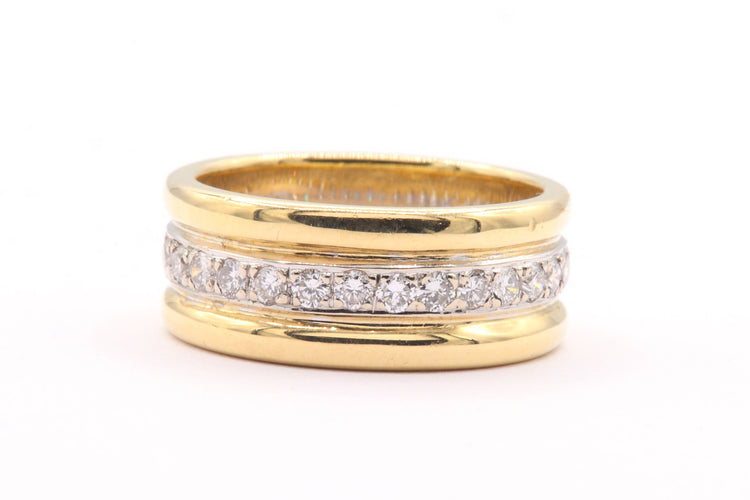 Bague 54 Bague contemporaine en or jaune et blanc sertie de diamants 58 Facettes 19456