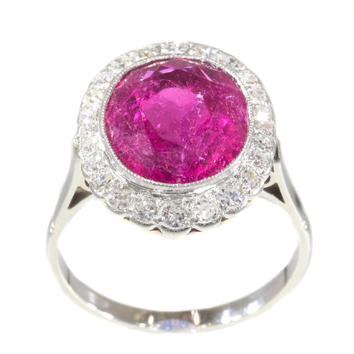 Bague 61 L'amour ardent incarné dans une bague de fiançailles vintage en rubellite 58 Facettes 21081-0285
