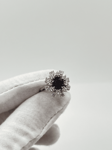 Bague 55 Bague marguerite or blanc saphir et diamants 58 Facettes 00032901