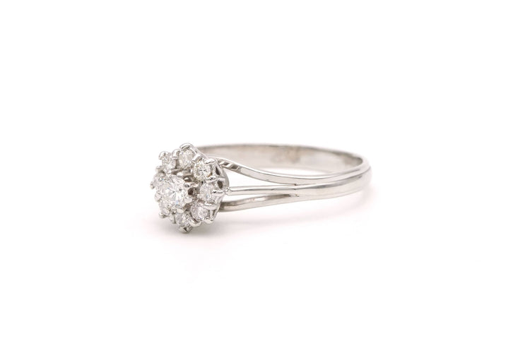 Bague Contemporaine or blanc 18 carats sertie de diamants (+/- 0.52ct)