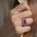 Bague 54 Bague or blanc avec saphir rose et diamant brillants 58 Facettes