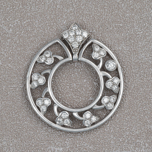 Pendentif Rond Or Gris et Diamants