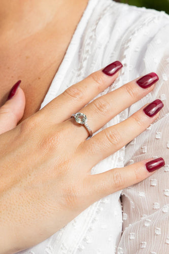 Bague Or blanc Prasiolite, Diamant