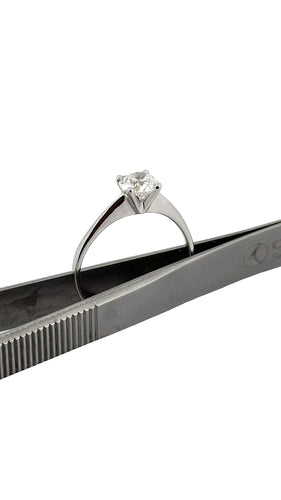 Bague 57 Solitaire diamant 1 carat , or blanc 18 carats 58 Facettes