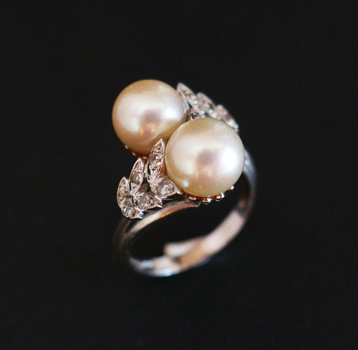 Bague 53 Bague Perles Et Diamants, Or 58 Facettes