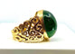 Bague 57 Bague en or jaune ornée tourmaline verte cabochon 58 Facettes AB314