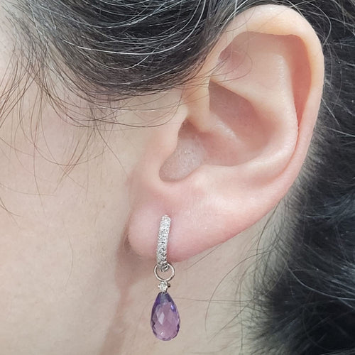 Boucles d’oreilles démontables en or blanc 18k et améthystes