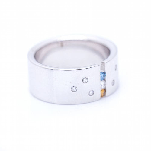 Bague 57.5 Bague en or avec diamants blancs et fantaisie 58 Facettes N102927EJ