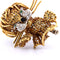 Broche Broche en or jaune et or blanc avec émeraudes et diamants 58 Facettes