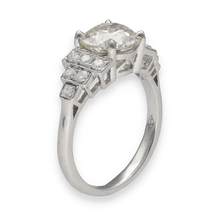 Bague 53 Solitaire diamant et or gris 58 Facettes