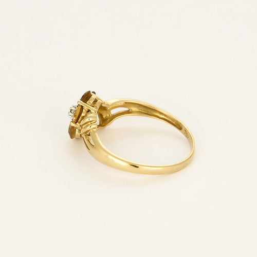 Bague Fleur en Or jaune, citrines et diamant