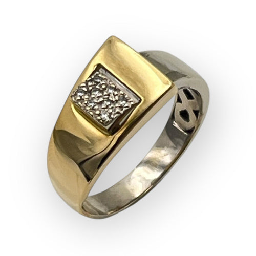 Bague 55 Bague deux ors et pavage diamants 58 Facettes 149059280