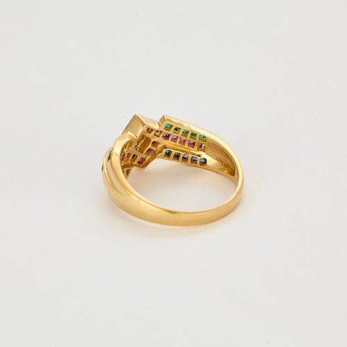 Bague 53 Bague or jaune, rubis, émeraude, saphir et diamants 58 Facettes ENG105722