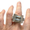 Bague Bague style chevalier en platine avec aigue-marine 58 Facettes CH55