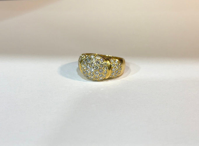Bague boule vintage en or jaune 18 carats et diamants