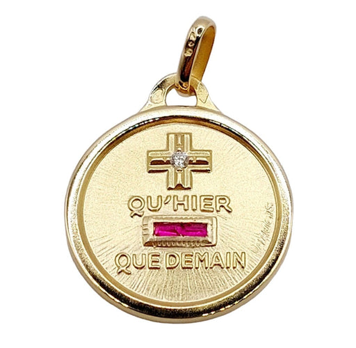 Pendentif AUGIS - Pendentif médaille d'amour or  "+ qu'hier - que demain"  - L'Essentielle 58 Facettes J4991X0000