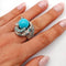 Bague 55 Bague en or blanc, diamant et turquoise 58 Facettes