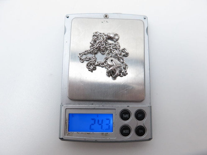 Collier collier CHAUMET pendentif coeur lien diamant or blanc chaine 40cm 58 Facettes 271718