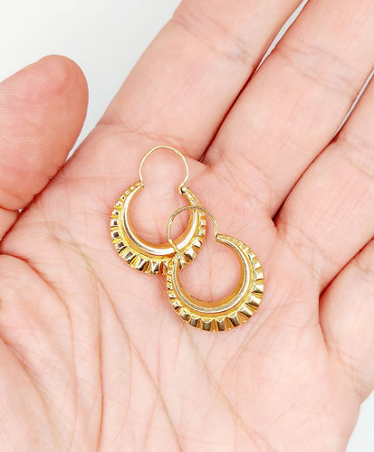 Boucles d'oreilles Créoles style Art Déco or rose 58 Facettes A06260