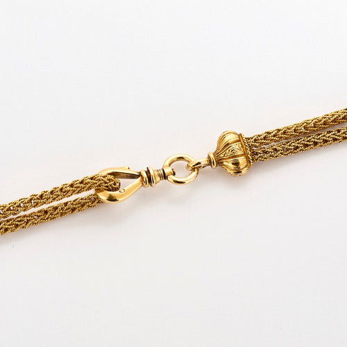 Collier Chaîne giletière or jaune et grenat 58 Facettes LF22