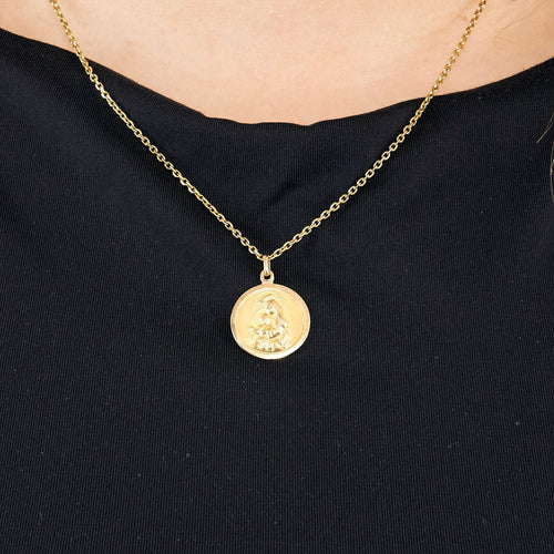 Pendentif Médaille double face Vierge & Jésus en or 18K 58 Facettes