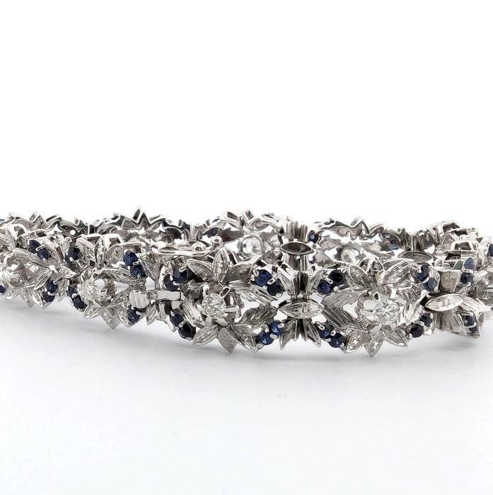 Bracelet Bracelet années 1950 en or blanc avec saphirs et diamants 58 Facettes