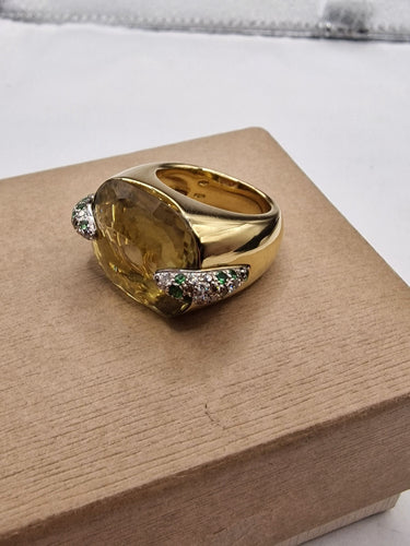 Bague 60 Pomellato - Bague Pin Up en or jaune 18 k, citrine, tsavorites et diamants 58 Facettes