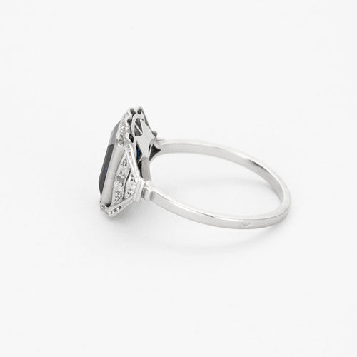 Bague 55.5 Bague Art Déco or blanc, saphir et diamants 58 Facettes GU201