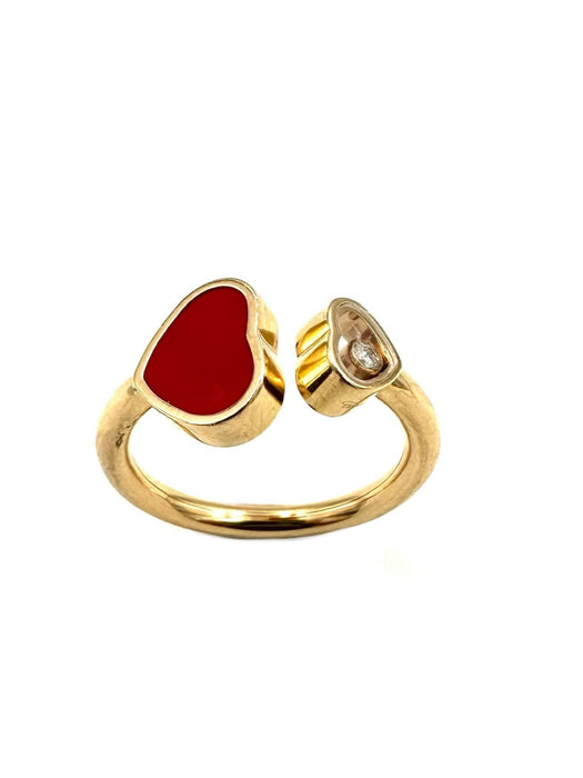 Bague 56 CHOPARD - bague Happy Hearts, or rose diamant et pierre rouge 58 Facettes