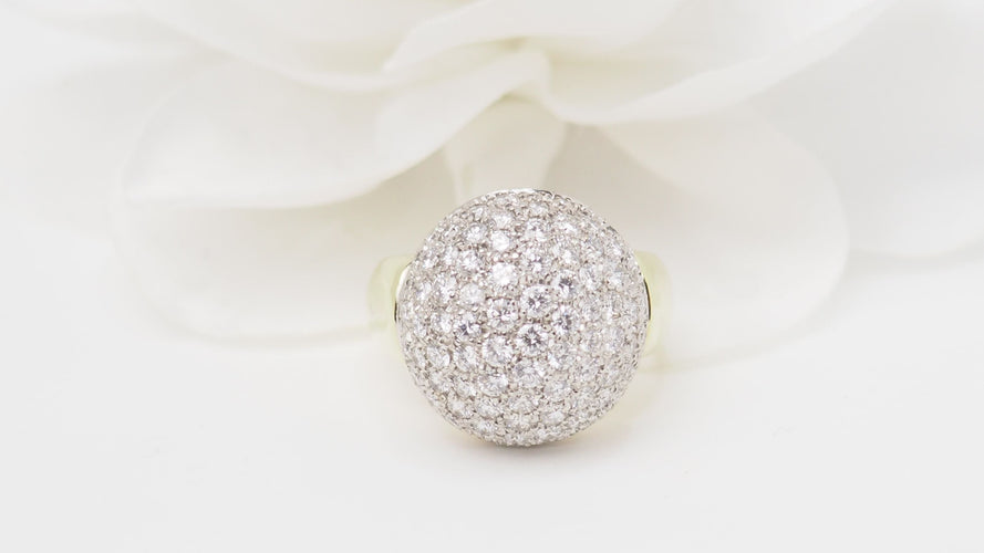 Bague 54 Bague boule en or jaune et diamants 58 Facettes 32585