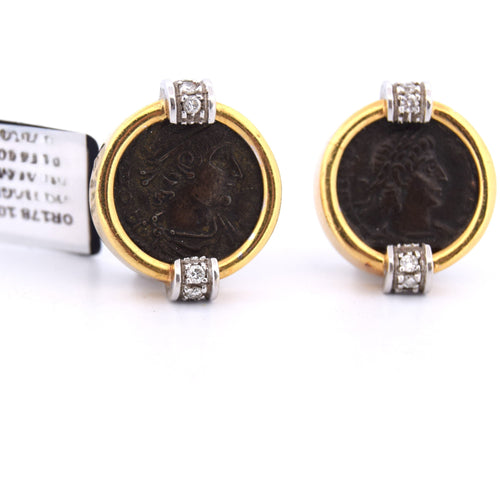 Boucles d'oreilles Boucles d’oreilles vintage en or jaune 18k et or blanc 18k, diamants 58 Facettes