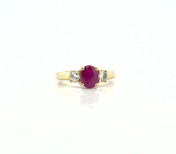 Bague 55 Bague en or jaune rubis et diamants 58 Facettes