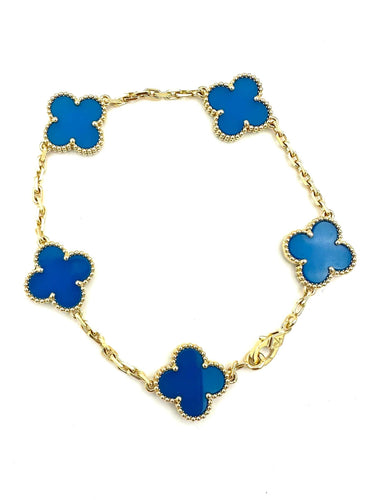 Bracelet VAN CLEEF & ARPELS. Collection "Alhambra vintage", bracelet or jaune et agate 58 Facettes